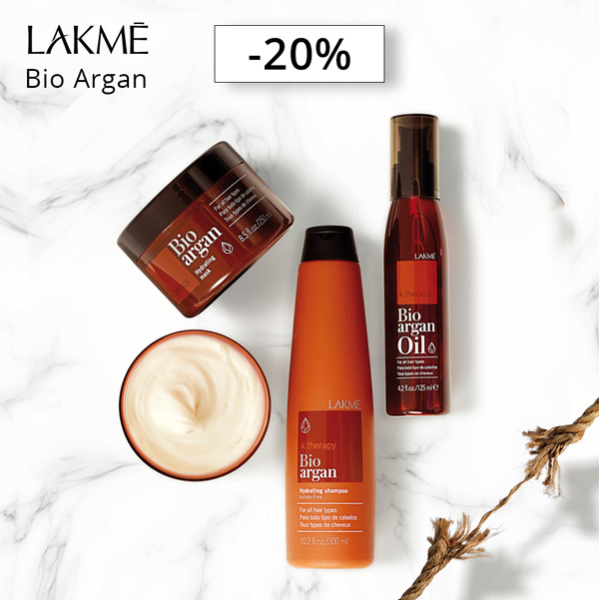 -20% на трио LAKME Bio Argan против накъсване и цъфтеж на косата